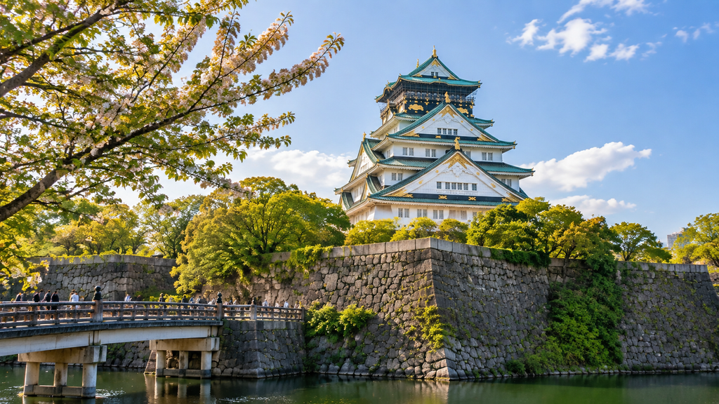 Osaka Castle surrounded by Osaka Castle Park