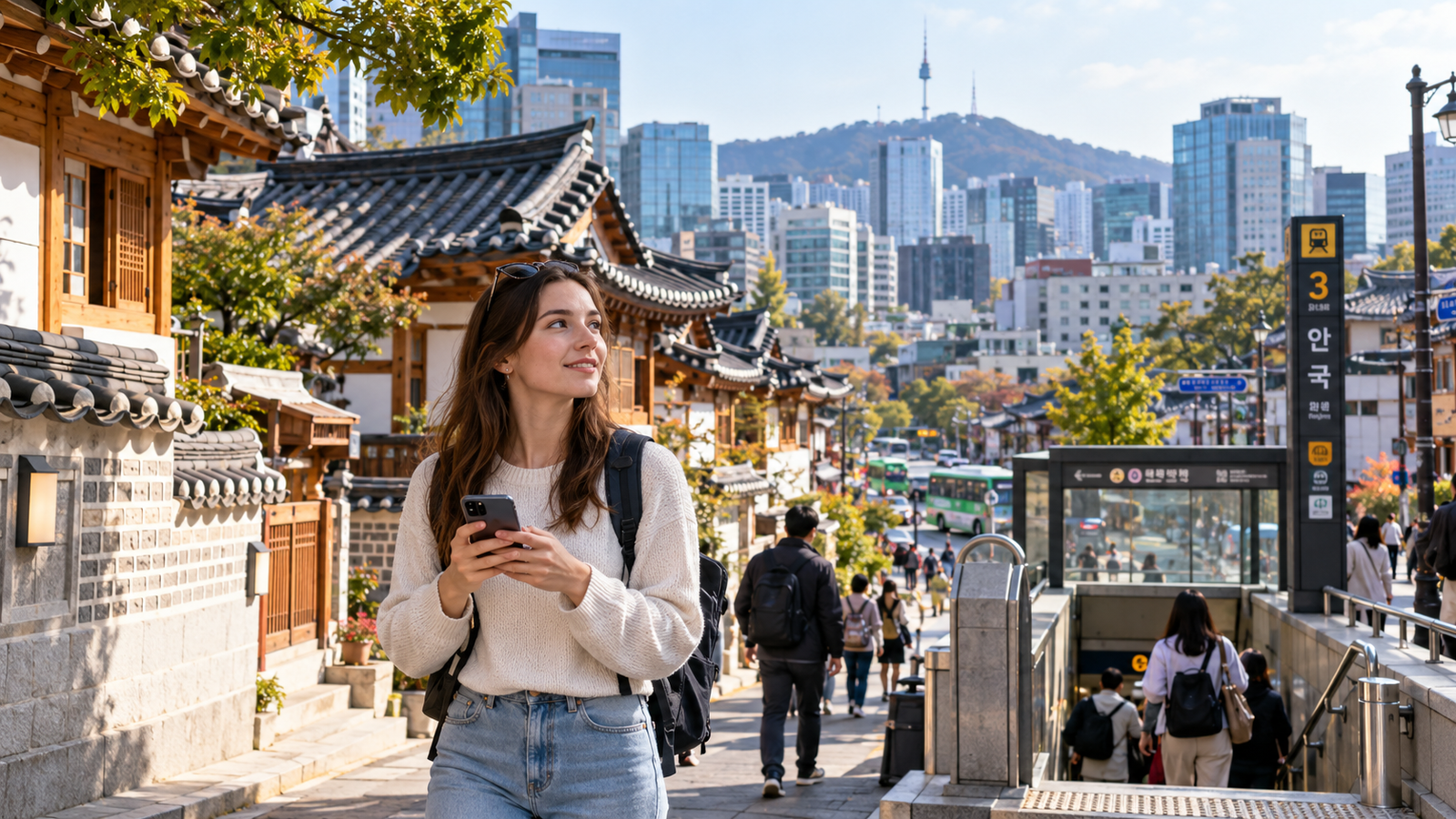 First-time travelers exploring Seoul South Korea