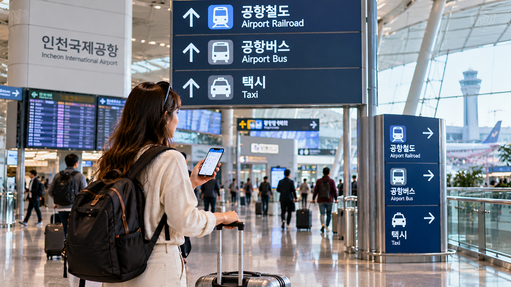 Traveler arriving at Incheon International Airport South Korea